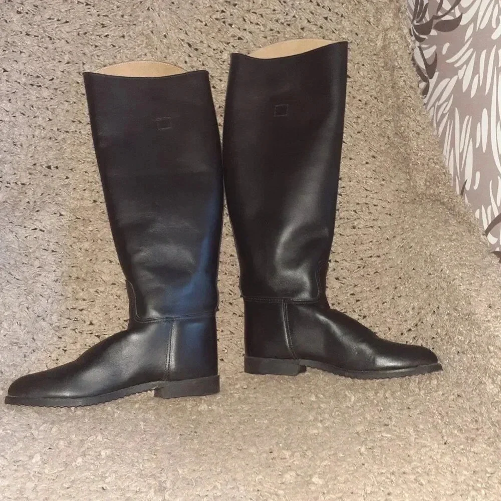 Vintage EQUESTRIAN/RIDING BOOT-USA-Essex Magic Feather-Black Leather-6.5-NWOB